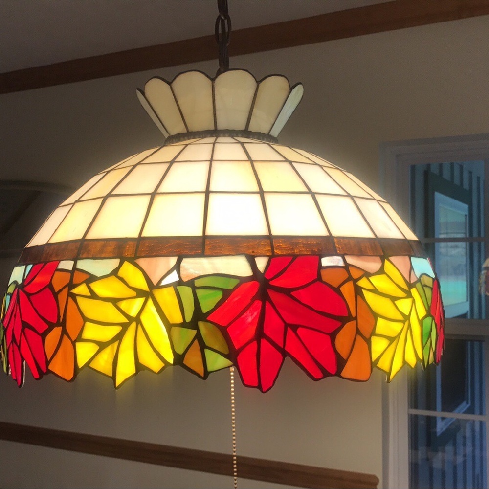 Stained Glass Leaf Pendant Light